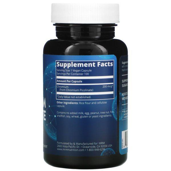 MRM, Nutrition, Chromium Picolinate, 200 mcg, 100 Vegan Capsules - Imagen 2