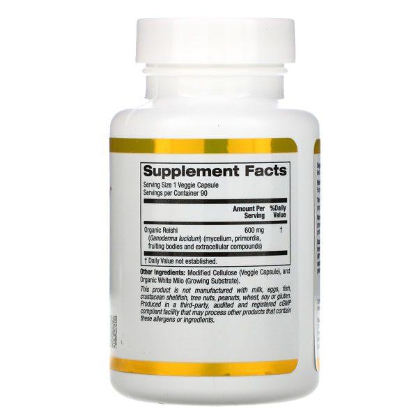 California Gold Nutrition, Reishi (Ganoderma lucidum), Espectro completo, Producto orgánico certificado, Protección celular, 90 cápsulas vegetales Plantcaps - Imagen 2