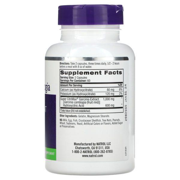 Natrol, Garcinia cambogia, Control del peso, 1000 mg, 120 cápsulas - Imagen 2
