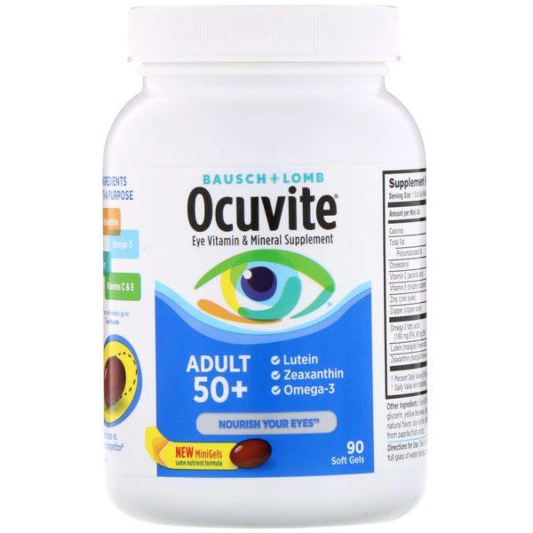 Bausch & Lomb, Ocuvite, Adultos mayores de 50, Suplemento vitamínico y mineral para la vista, 90 cápsulas blandas - Imagen 3