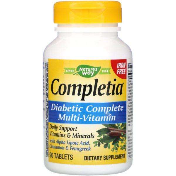Nature's Way, Completia, Suplemento multivitamínico completo para personas con diabetes, Sin hierro, 90 comprimidos