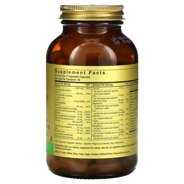 Solgar, Formula V, VM-75, múltiples vitaminas con minerales quelados, 120 cápsulas vegetarianas - Imagen 2