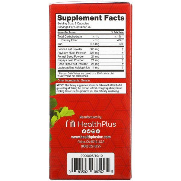 Health Plus, Super Colon Cleanse, 530 mg, 60 cápsulas - Imagen 2