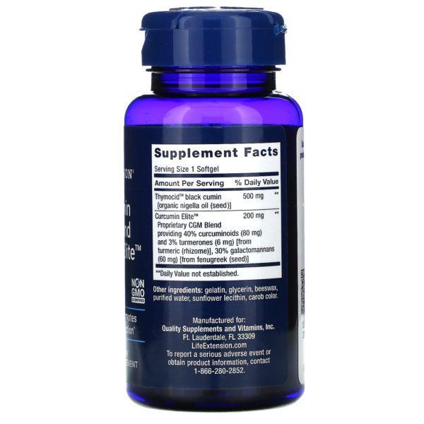 Life Extension, Black Cumin Seed Oil and Curcumin Elite , 60 Softgels - Imagen 2