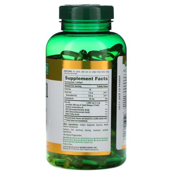 Nature's Bounty, Aceite de pescado, 1200 mg, 200 cápsulas blandas de liberación rápida - Imagen 2
