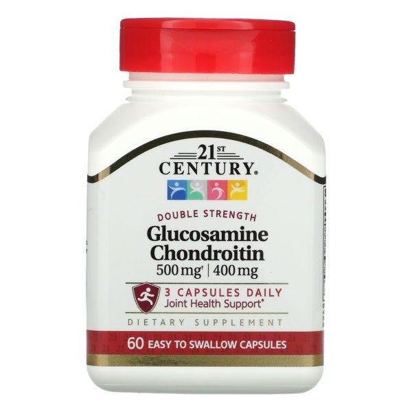 21st Century, Glucosamina/condroitina, Doble concentración, 60 cápsulas fáciles de tragar