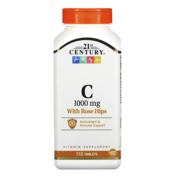 21st Century, Vitamina C con rosa mosqueta, 1000 mg, 110 comprimidos