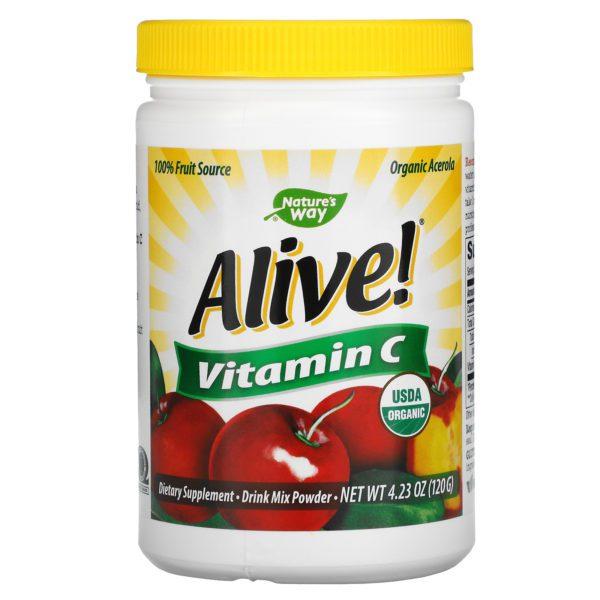 Nature's Way, Alive!, Fruit Source, Vitamin C, Drink Mix Powder, Organic Acerola Fruit , 4.23 oz (120 g) - Imagen 3