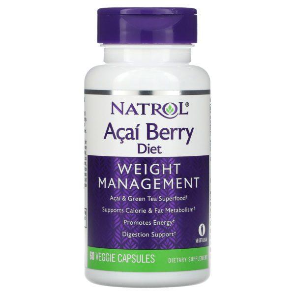 Natrol, Suplemento con baya de asaí, Control del peso, 60 cápsulas vegetales
