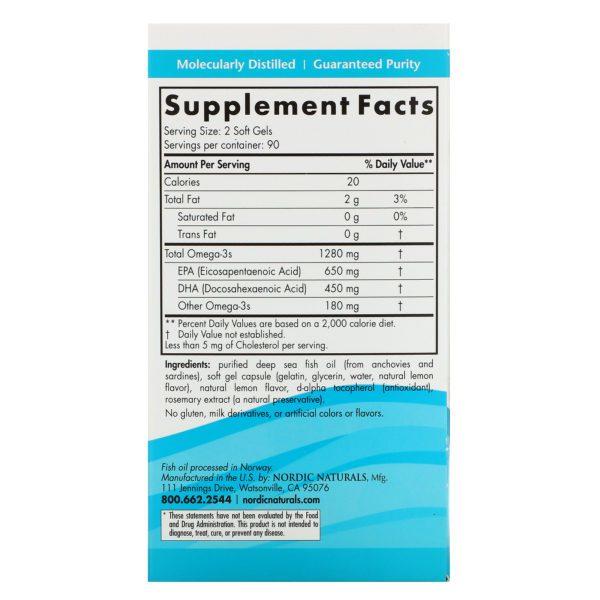 Nordic Naturals, Ultimate Omega, limón, 1,280 mg, 180 cápsulas blandas - Imagen 2