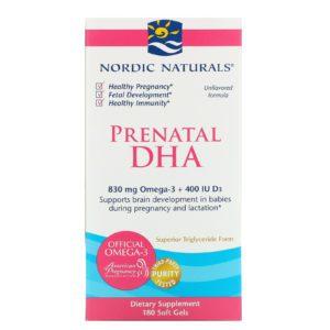 Nordic Naturals, Suplemento prenatal con DHA, Fórmula sin sabor, 180 cápsulas blandas