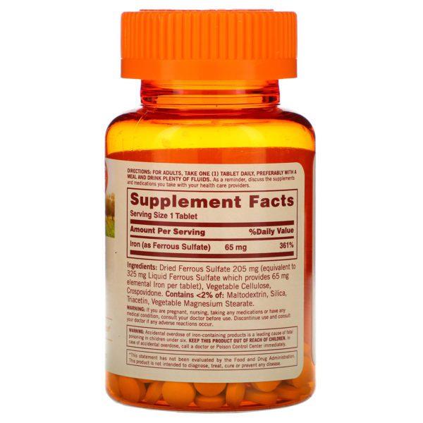 Sundown Naturals, Essential Iron, 65 mg, 120 Tablets - Imagen 2