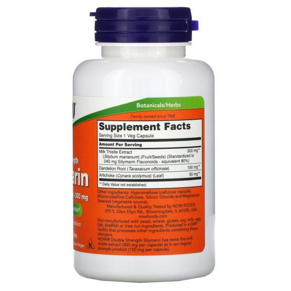 Now Foods, Silimarina, Extracto de cardo mariano, 300 mg, 100 cápsulas vegetales - Imagen 2