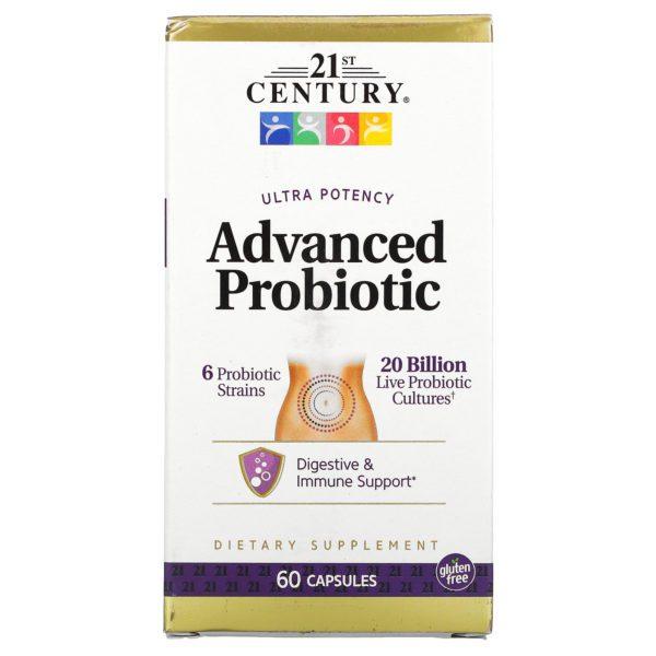 21st Century, Probiótico avanzado, Ultrapotencia, 60 cápsulas