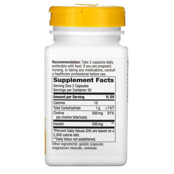 Nature's Way, Colina e inositol, 1000 mg, 100 cápsulas - Imagen 2