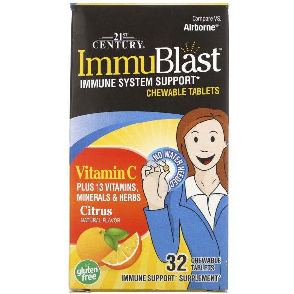 21st Century, ImmuBlast, cítricos, 32 tabletas masticables