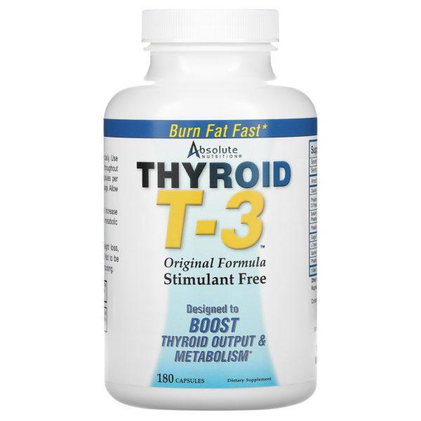 Absolute Nutrition, Thyroid T-3, fórmula original, 180 cápsulas - Imagen 3