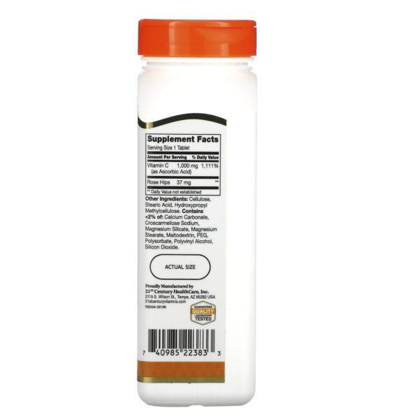 21st Century, Vitamina C con rosa mosqueta, 1000 mg, 110 comprimidos - Imagen 2