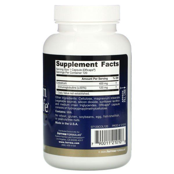 Jarrow Formulas, Calostrum Prime Life, 400 mg, 120 cápsulas vegetales - Imagen 2