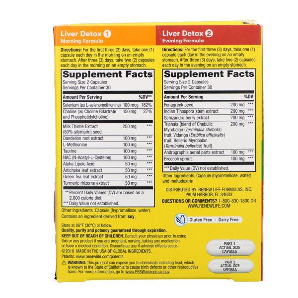 Renew Life, Liver Detox, 30-Day Cleansing Program, 2 Bottles, 60 Vegetarian Capsules Each - Imagen 2