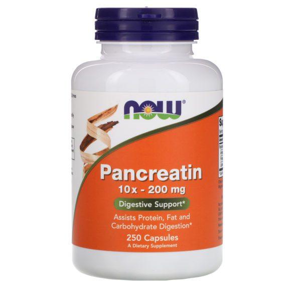 Now Foods, Pancreatina, 10X, 200 mg, 250 cápsulas