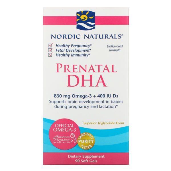 Nordic Naturals, DHA Prenatal, fórmula sin sabor, 500 mg, 90 cápsulas blandas