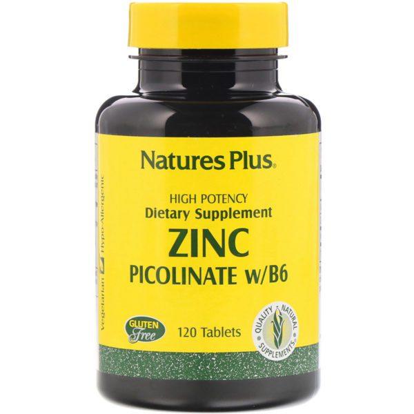 Nature's Plus, Picolinato de Zinc c/B-6, 120 comprimidos