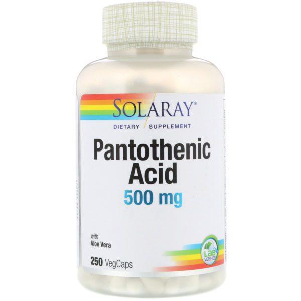 Solaray, Ácido pantoténico, 500 mg, 250 cápsulas vegetales