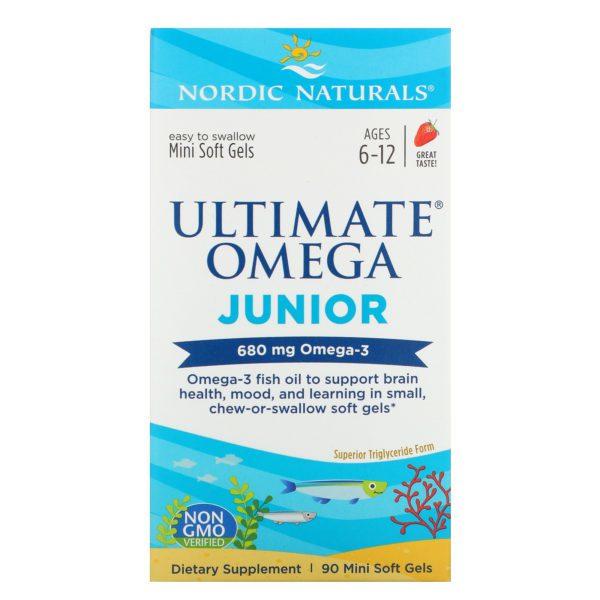 Nordic Naturals, Ultimate Omega para niños, 6 a 12 años, Fresa, 680 mg, 90 minicápsulas blandas