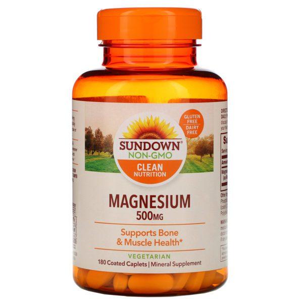 Sundown Naturals, Magnesio, 500 mg, 180 mg comprimidos oblongos