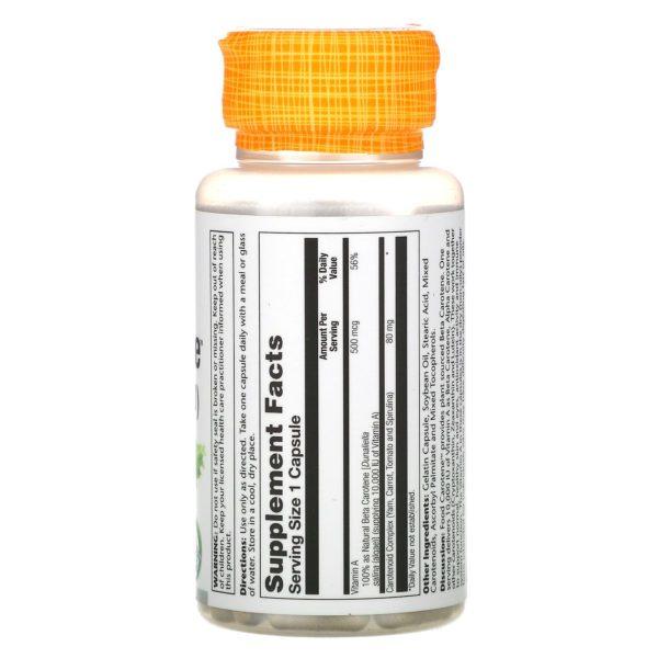 Solaray, Food Carotene with Beta Carotene & Carotenoid Complex, 500 mcg (10,000 IU), 30 Capsules - Imagen 2