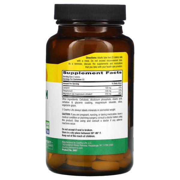 Country Life, Magnesium Citrate (Citrato de Magnesio), 250 mg, 120 Tabletas - Imagen 2