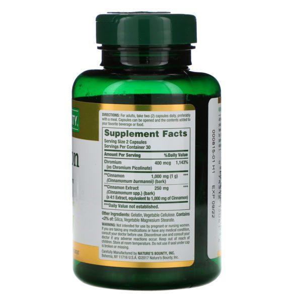 Nature's Bounty, Canela con cromo, 2000 mg, 60 cápsulas - Imagen 2