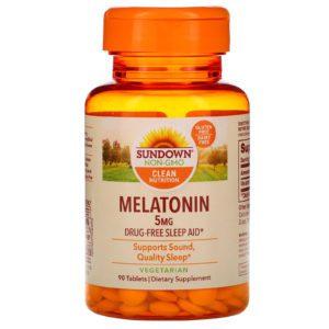 Sundown Naturals, Melatonina, 5 mg, 90 comprimidos