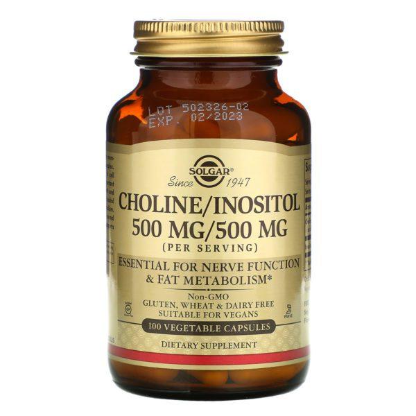 Solgar, Colina e inositol, 100 cápsulas vegetales