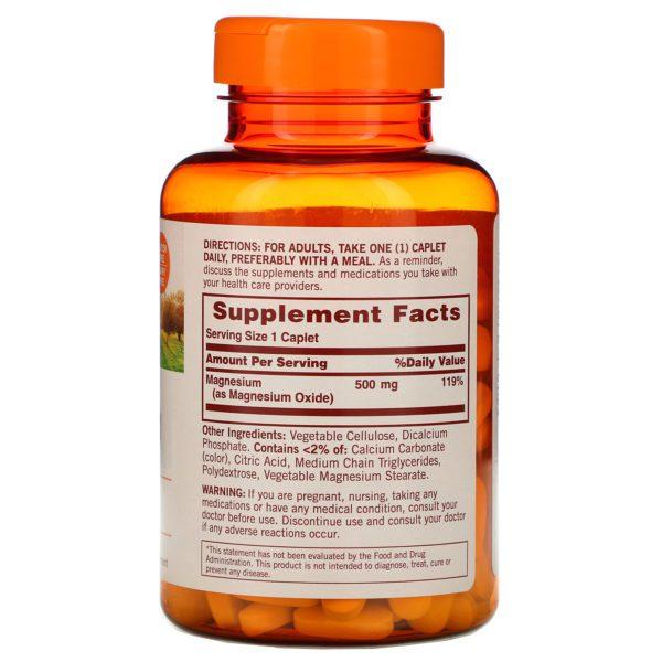Sundown Naturals, Magnesio, 500 mg, 180 mg comprimidos oblongos - Imagen 2