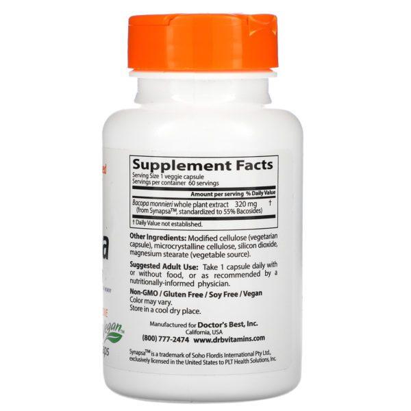 Doctor's Best, Bacopa con Synapsa, 320 mg, 60 cápsulas vegetales - Imagen 2