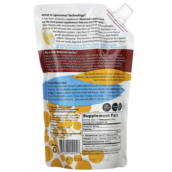 Lipo Naturals, Complejo antioxidante con glutatión liposómico y setria, 15 oz (443 ml) - Imagen 2