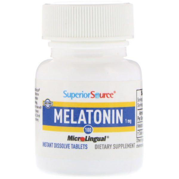 Superior Source, Melatonina, 1 mg, 100 comprimidos MicroLingual de disolución instantánea