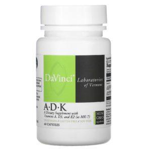 DaVinci Laboratories of Vermont, Vitaminas A, D y K, 60 cápsulas