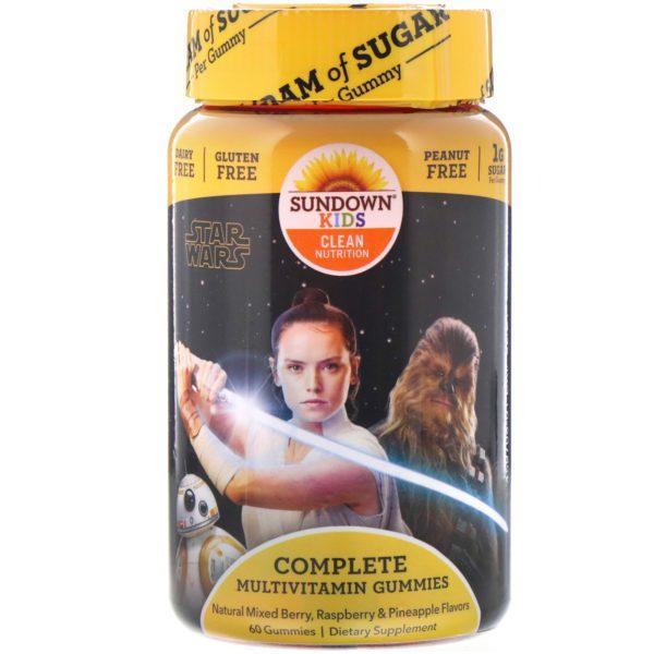 Sundown Naturals Kids, Gomitas multivitamínicas completas, Disney Star Wars, Bayas mixtas, frambuesa y piña, 60 gomitas