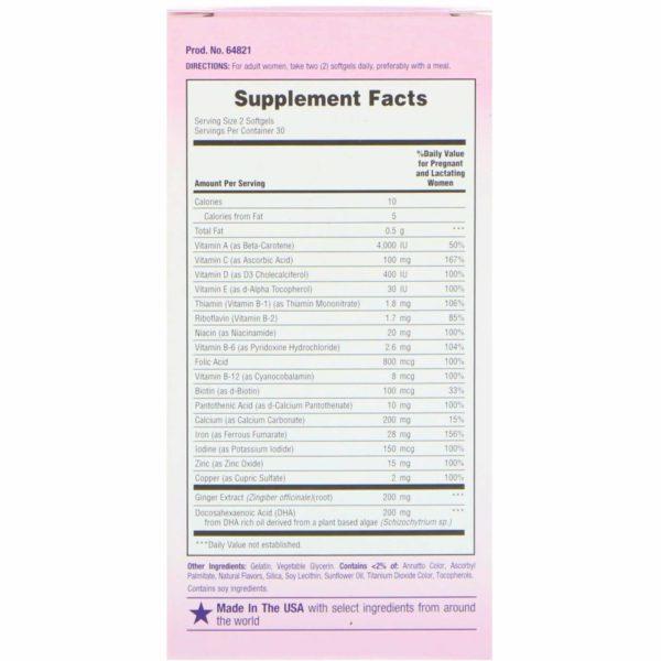 Nature's Bounty, Optimal Solutions, multivitamínico prenatal para mamás saludables, 60 cápsulas blandas - Imagen 2