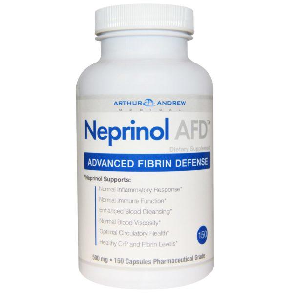Arthur Andrew Medical, Neprinol AFD, defensa avanzada contra la fibrina, 500 mg, 150 cápsulas