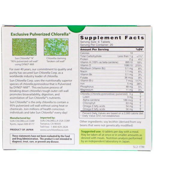 Sun Chlorella, A, 500 mg, 120 comprimidos - Imagen 2