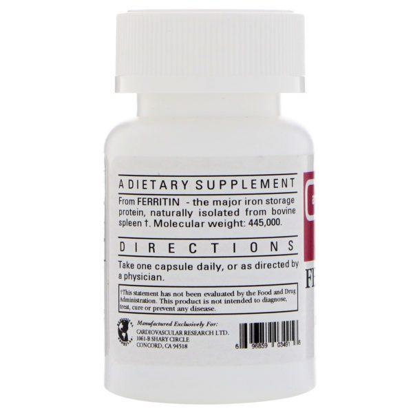 Cardiovascular Research, Ferritina, 5 mg, 60 Cápsulas - Imagen 3