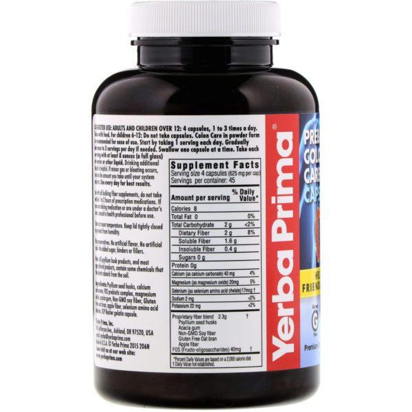 Yerba Prima, Prebiotic Colon Care, 180 Capsules - Imagen 2