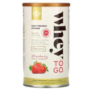 Solgar, Whey To Go, Whey Protein Powder, Strawberry, 16 oz (453.5 g)
