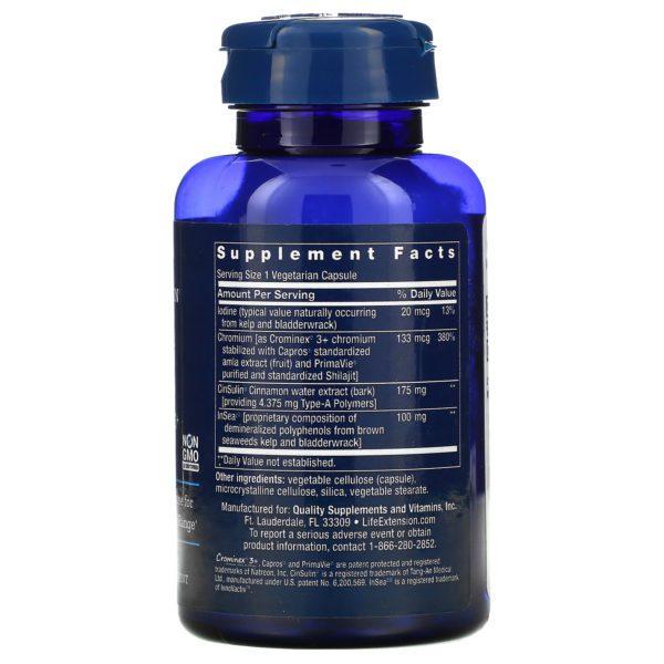 Life Extension, CinSulin with InSea2 and Crominex 3+, 90 Vegetarian Capsules - Imagen 2
