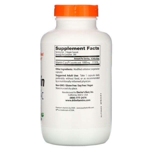 Doctor's Best, Vitamina C con Q-C, 1000 mg, 360 cápsulas vegetales - Imagen 2
