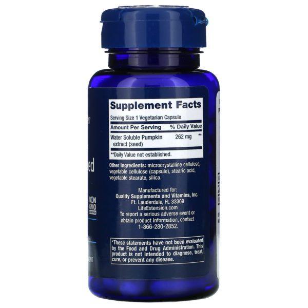 Life Extension, Extracto de semilla de calabaza soluble en agua, 60 cápsulas vegetarianas - Imagen 2